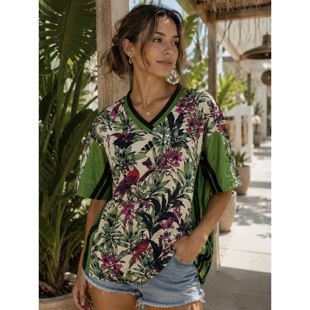 Adidas x FARM Rio Tropical Bird Print Jersey Tee Green Sporty Street KD4628 S